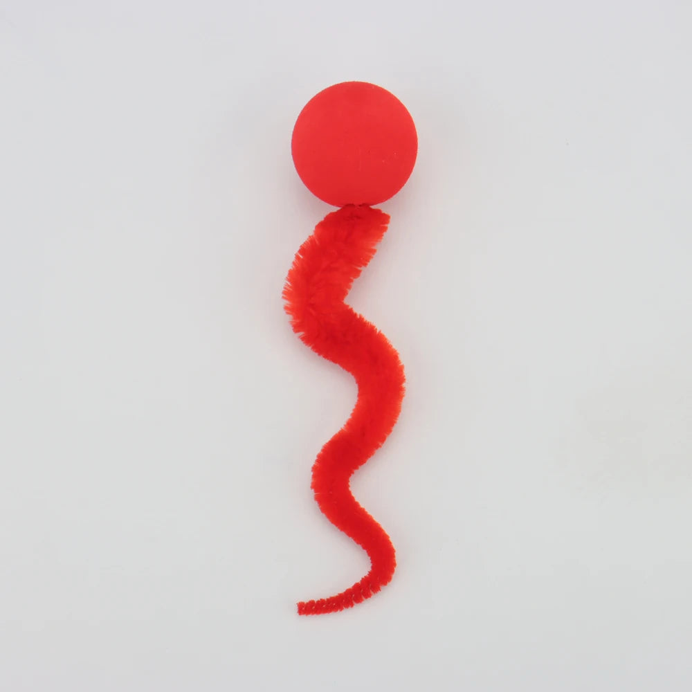 Plush Long Tail Ball Cat Toy Training Cat Interactive Ball Wood Ring Pet Toy