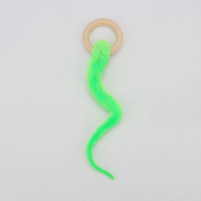 Plush Long Tail Ball Cat Toy Training Cat Interactive Ball Wood Ring Pet Toy
