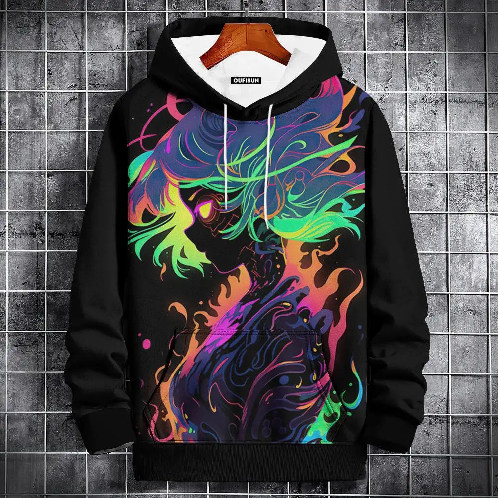 Anime Hoodie Mens Fashion Sweatshirt Graphical Print Hip Hop Hoodies Streetwear Spring Autumn Hoody Oversized hoodies for men