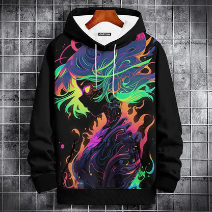 Anime Hoodie Mens Fashion Sweatshirt Graphical Print Hip Hop Hoodies Streetwear Spring Autumn Hoody Oversized hoodies for men