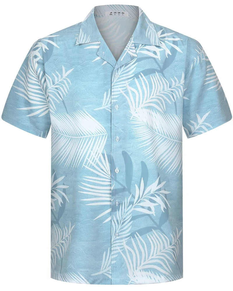 Summer Fashion Mens Hawaiian Shirts Short Sleeve Button Coconut Tree Printed Casual Beach Aloha Shirt Plus Size 6XL Hombre Ropa