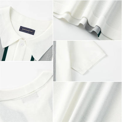 European Style Jacquard Polo Shirts Man Knitwear Business Casual Summer Coolness Quality Viscose Elastic Silky Camisas De Hombre