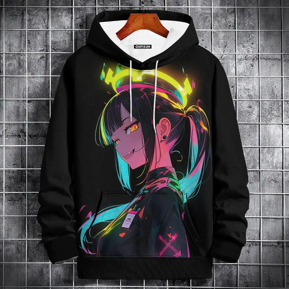 Anime Hoodie Mens Fashion Sweatshirt Graphical Print Hip Hop Hoodies Streetwear Spring Autumn Hoody Oversized hoodies for men