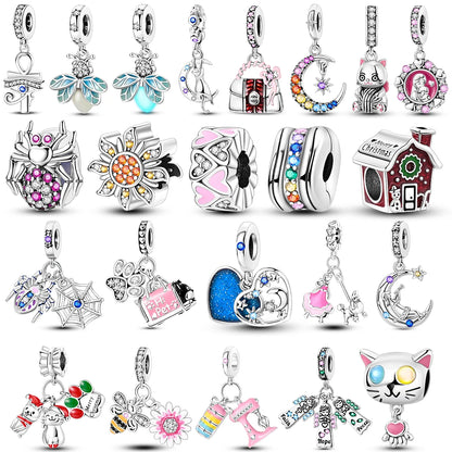 New Arrivals Silver Plated Cute Pet Moon Luminous Firefly Charms Fit Original Bangle Beads Pendent Dangle Bracelet DIY Jewelry
