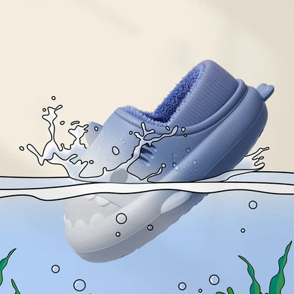 Winter Cute Children EVA Shark Slippers Girls Soft Indoor Home Cotton Sandals Boys Non-Slip Thick Slides Kids Waterproof Shoes