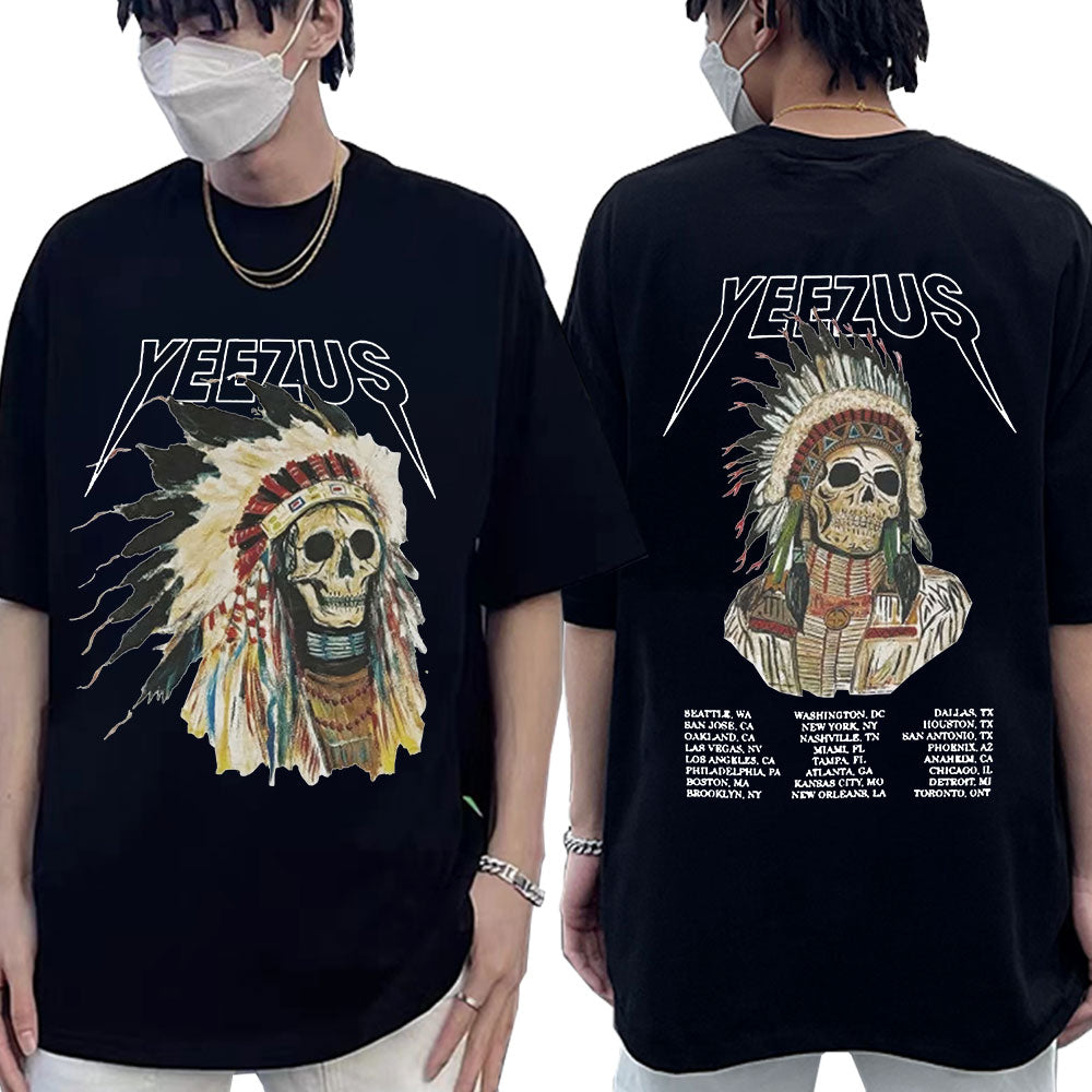 Kanye West Yeezus God Wants You Double Sided T Shirt Men Hip Hop Cool Vintage T-shirt Streetwear Oversized T Shirts Tops Unisex