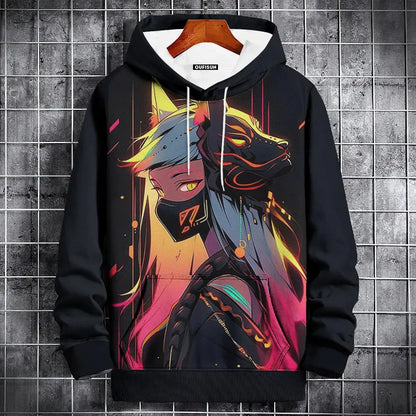 Anime Hoodie Mens Fashion Sweatshirt Graphical Print Hip Hop Hoodies Streetwear Spring Autumn Hoody Oversized hoodies for men
