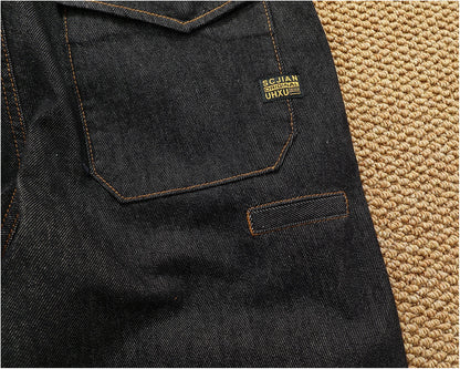 2025 Autumn New American Retro Heavyweight 3D cutting High-end Comfort Denim Men's Fashion Washed Straight Casual Tapered Jeans