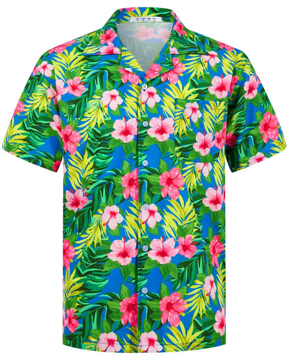 Summer Fashion Mens Hawaiian Shirts Short Sleeve Button Coconut Tree Printed Casual Beach Aloha Shirt Plus Size 6XL Hombre Ropa