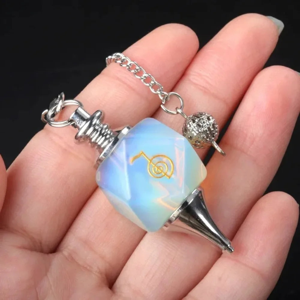 New Semi-precious Stone Chakra Pendulum Lapis Amethyst Semi-precious Stone Pendulum Cho Ku Rei Symbols Energy Pendulum