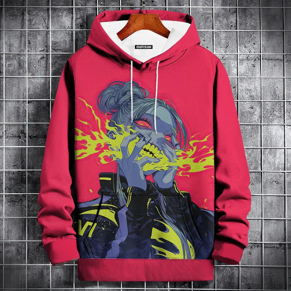 Anime Hoodie Mens Fashion Sweatshirt Graphical Print Hip Hop Hoodies Streetwear Spring Autumn Hoody Oversized hoodies for men