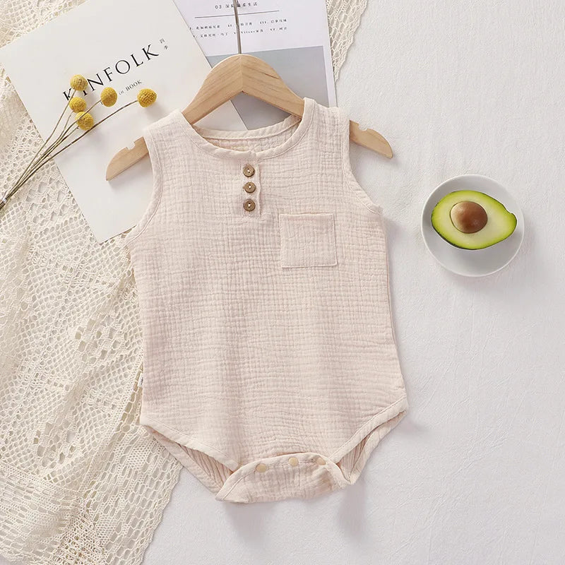 Summer Baby Rompers 2022 Boys Girls Bodysuit Muslin Sleeveless Newborn Clothes Fashion Baby Clothing Toddler Outfits