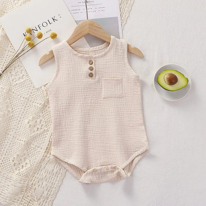 Summer Baby Rompers 2022 Boys Girls Bodysuit Muslin Sleeveless Newborn Clothes Fashion Baby Clothing Toddler Outfits