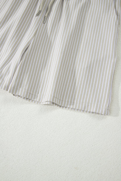 Pink Stripe Dolman Sleeve Polo Shirt and Drawstring Shorts Set - Snoopy's Closet