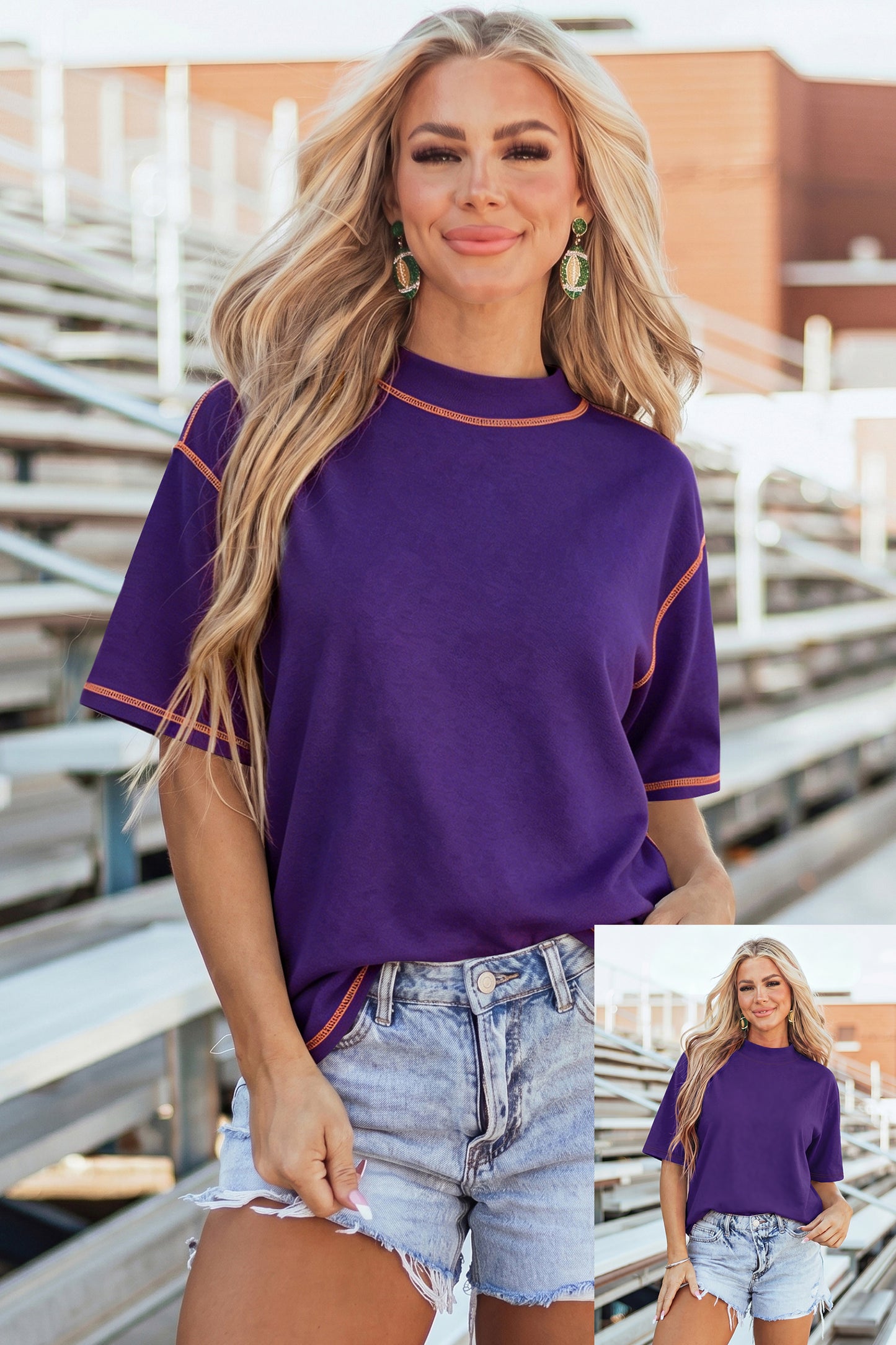 Camiseta Tillandsia Morada Reversible con Costuras a Contraste