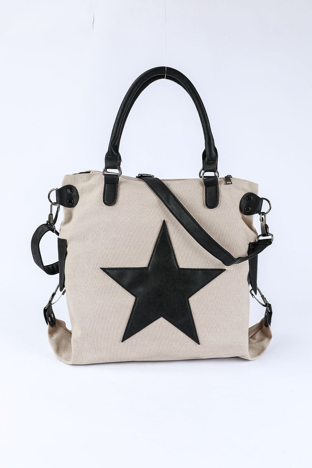 Beige Casual Five-pointed Star Canvas Tote Bag - Snoopy's Closet