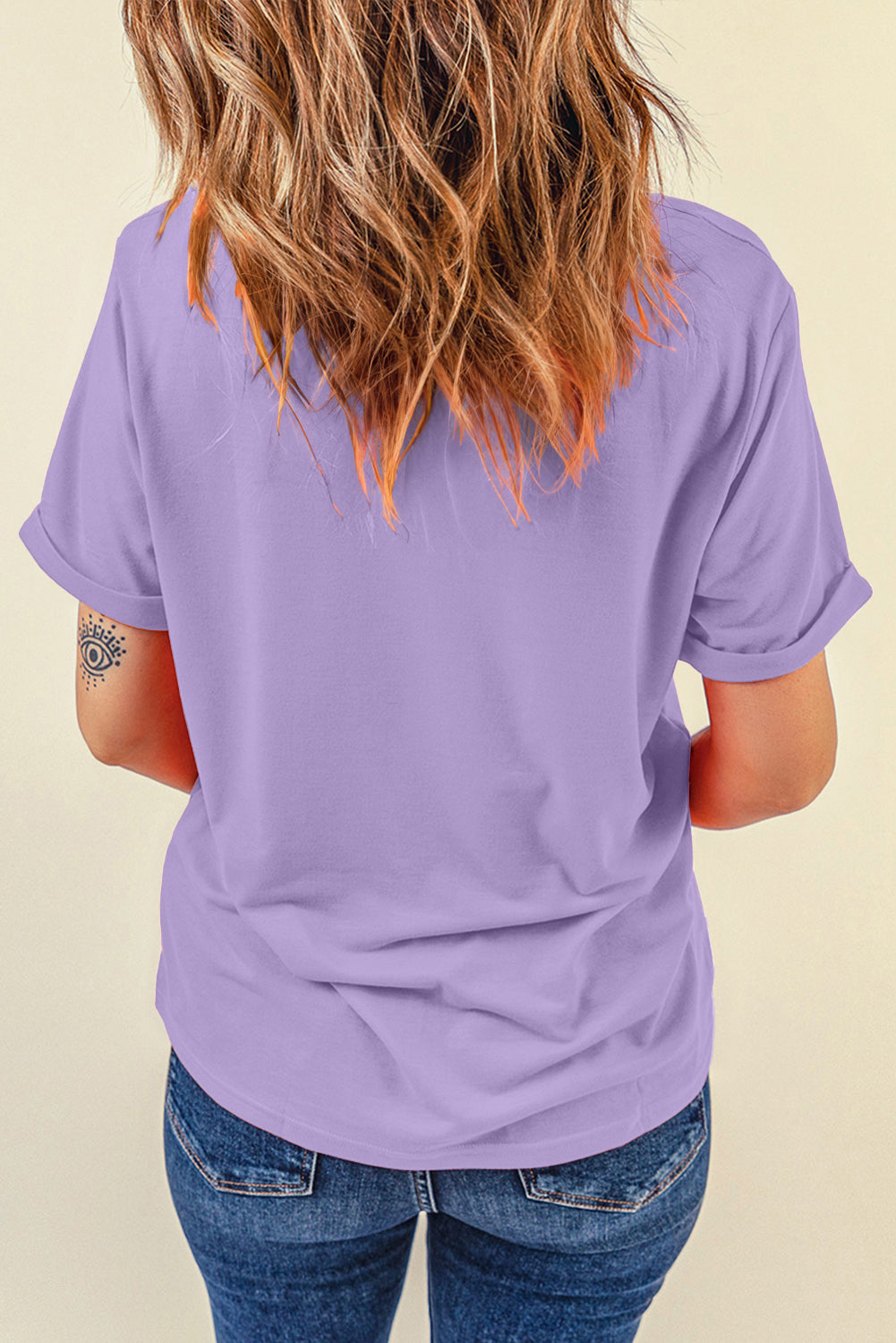 Wisteria Casual Plain Crew Neck Tee - Snoopy's Closet