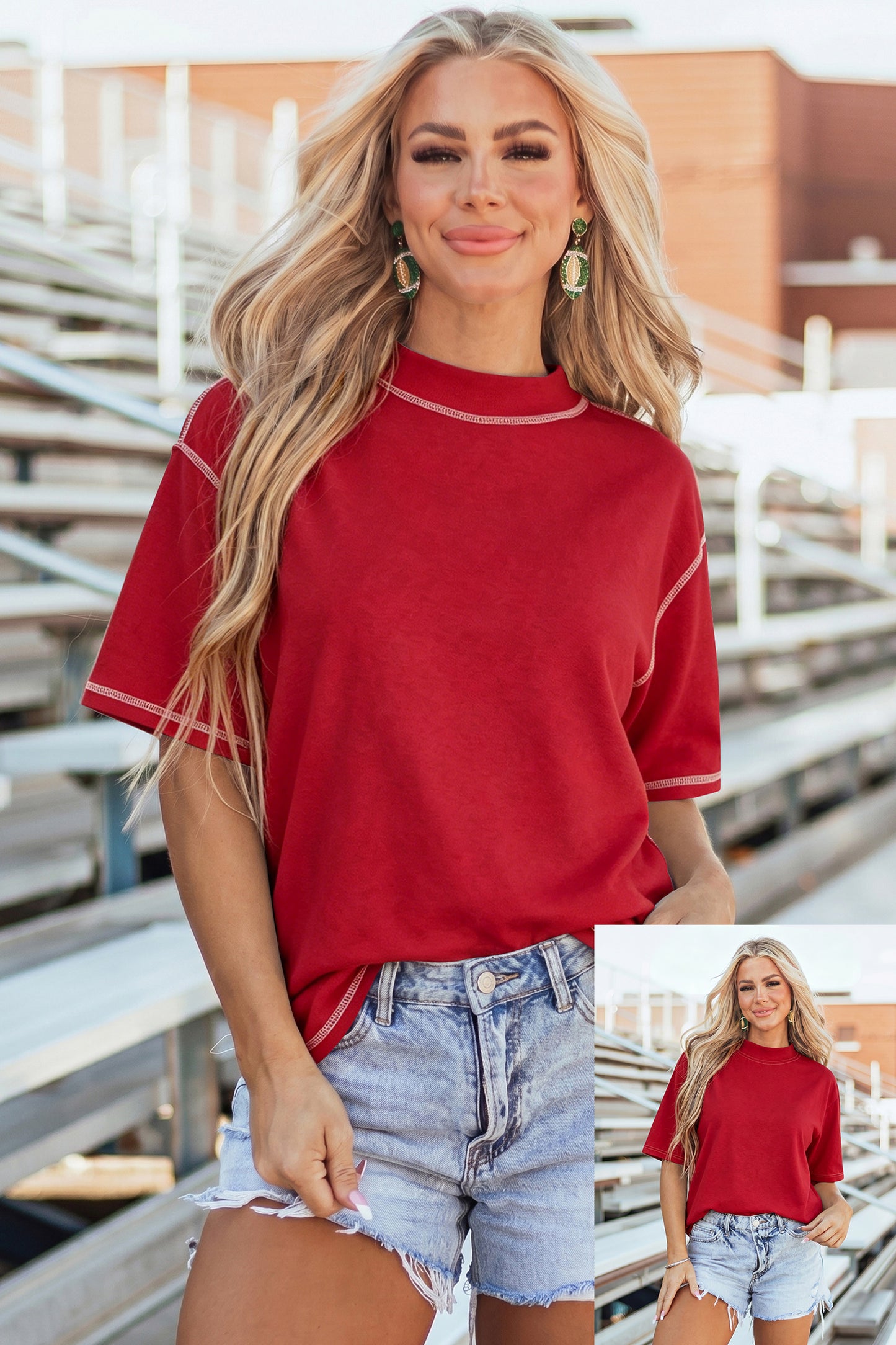 Camiseta Roja de Carreras Reversible con Costuras en Contraste