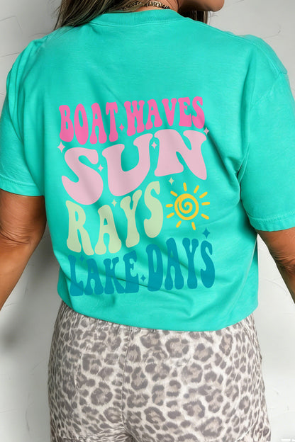 Camiseta de vacaciones estampada a doble cara MINT GREEN LAKE DAYS