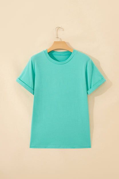 Mint Green Casual Plain Crew Neck Tee - Snoopy's Closet