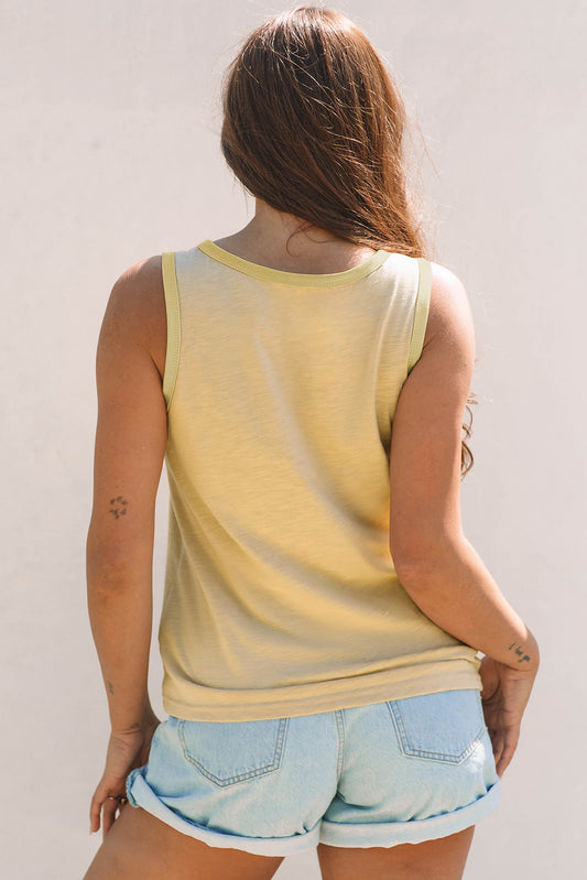 Tan Metallic Sheen Edge Scoop Neck Tank Top - Snoopy's Closet