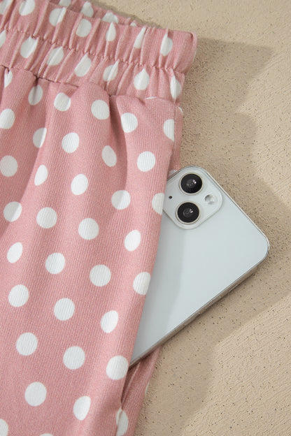 Pink Polka Dot Print Short Set - Snoopy's Closet