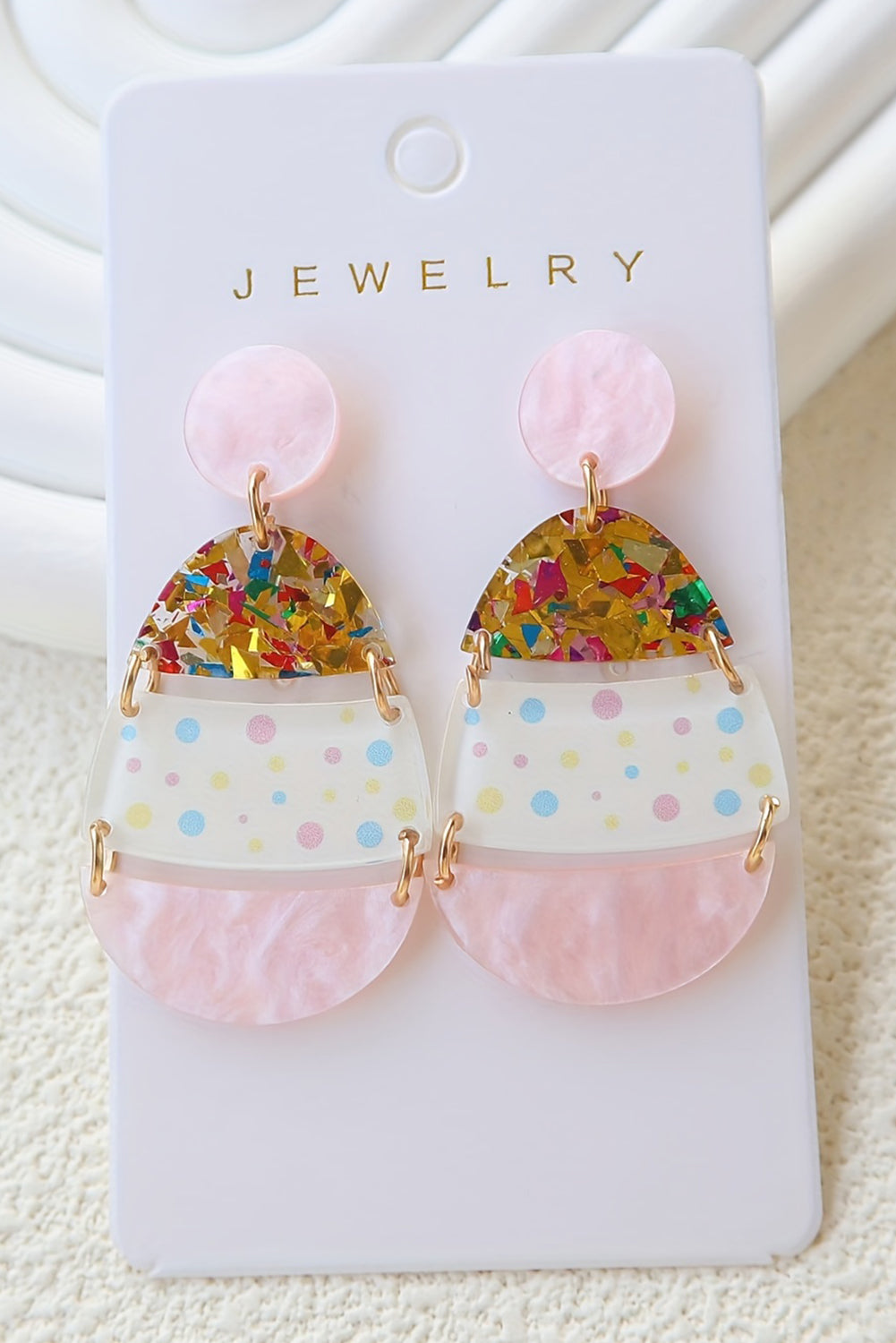 Pink Cute Printed Easter Egg Shape Drop Earrings - Snoopy's Closet
