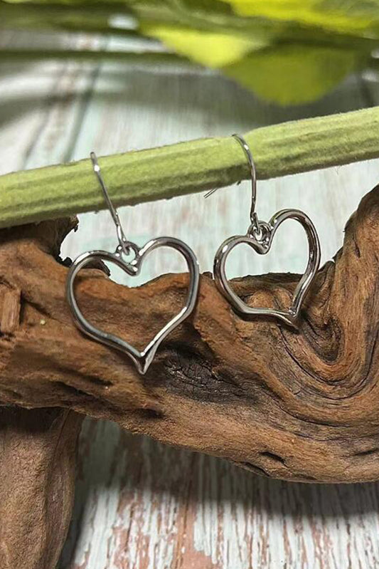 Silvery Heart Shape Hook Drop Earrings - Snoopy's Closet