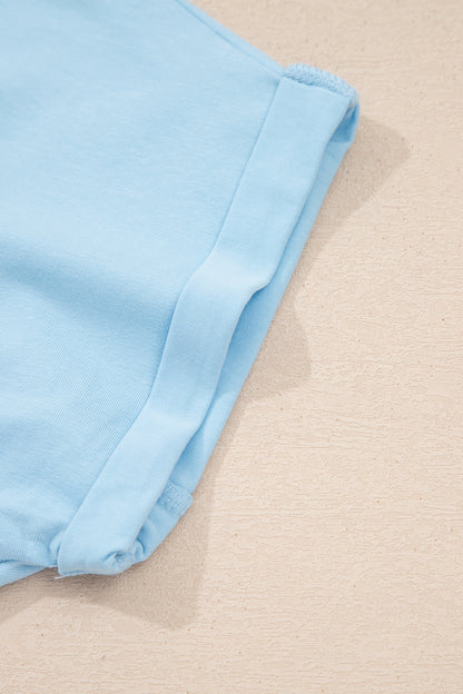 Beau Blue Solid Color Cropped Tank Top and Jogger Pants Set - Snoopy's Closet
