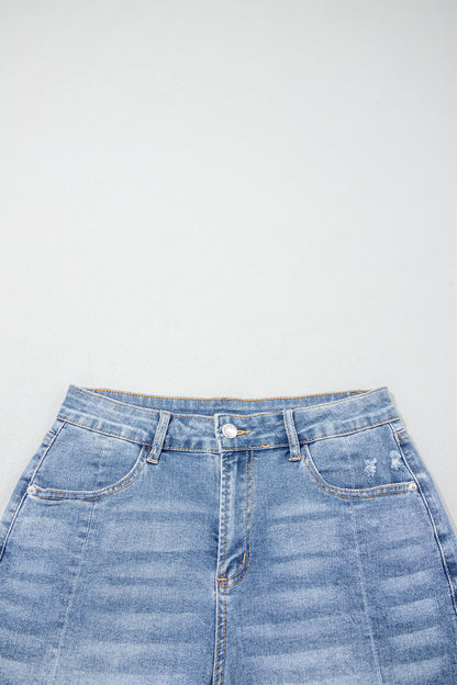 Shorts vaqueros Beau Blue Acid Wash con bajo sin rematar