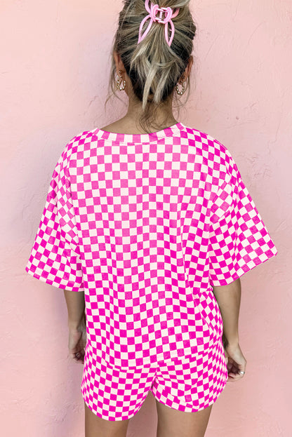 Black Checkered Top and Short Casual 2pcs Set - Snoopy's Closet