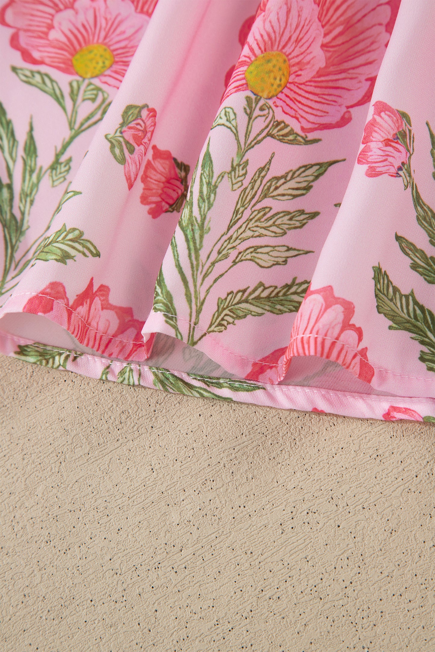 Camisa de manga abullonada con volantes y rayas Pink Sweet Blooms