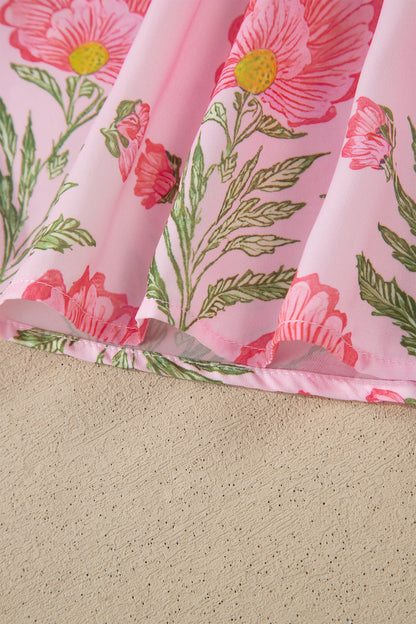 Camisa de manga abullonada con volantes y rayas Pink Sweet Blooms