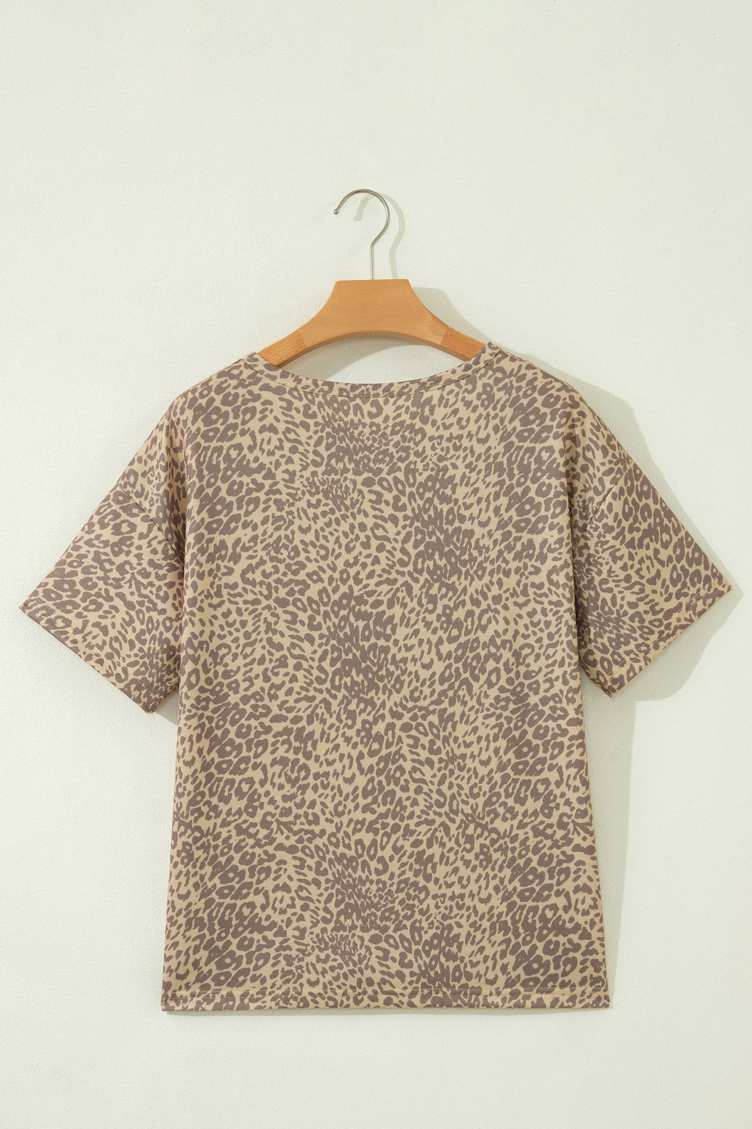 Khaki Leopard Retro Studded Star Patch Loose Tee - Snoopy's Closet