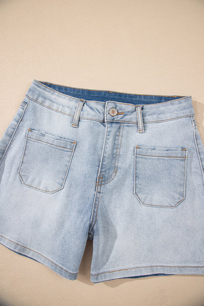 Pantalones cortos de mezclilla de tiro alto Beau Blue Light Wash