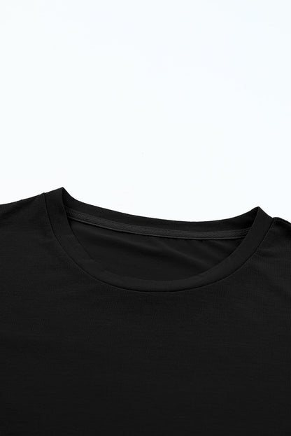 Black Casual Plain Crew Neck Tee - Snoopy's Closet