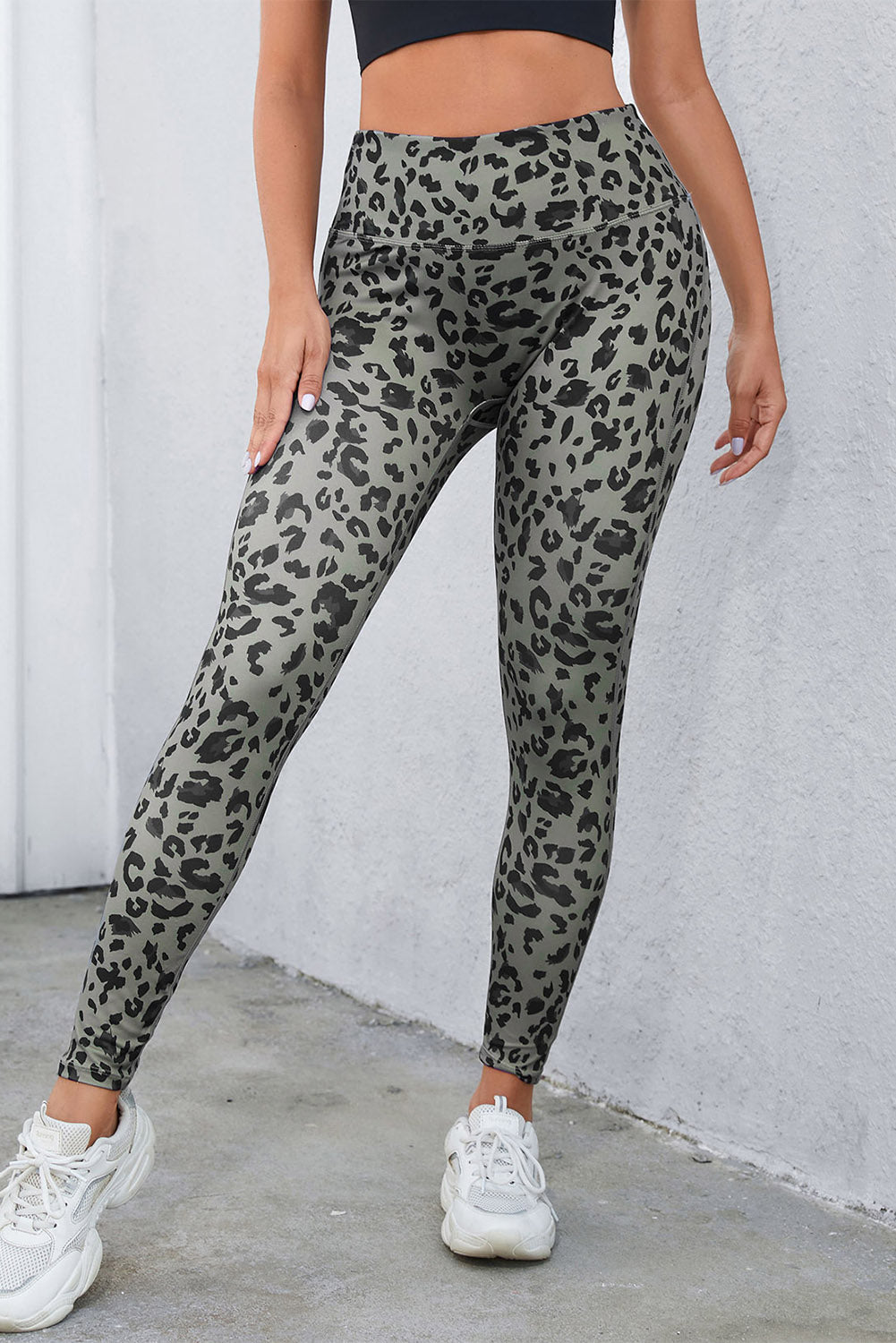 Gray Classic Leopard Print Active Leggings - Snoopy's Closet