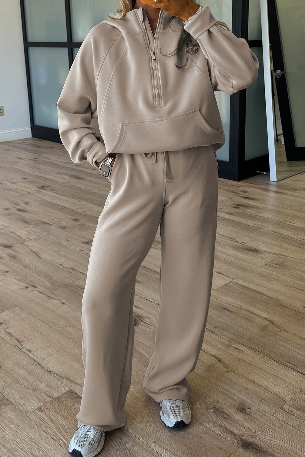 Orchid Bouquet Half Zip Thumbhole Sleeve Hoodie Active Pants 2pcs Outfit - Snoopy's Closet