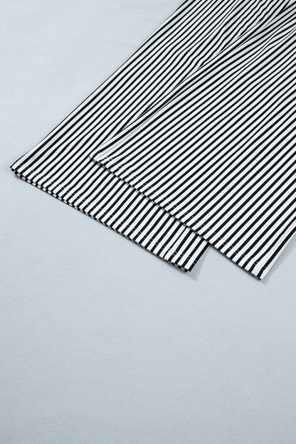 Pantalones casuales rectos holgados de talla grande con rayas negras