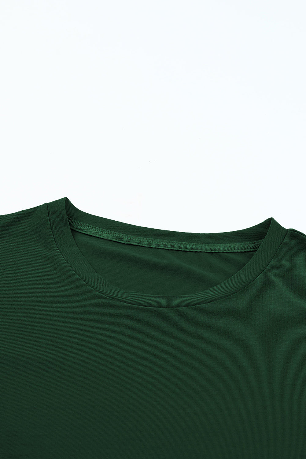 Green Casual Plain Crew Neck Tee - Snoopy's Closet