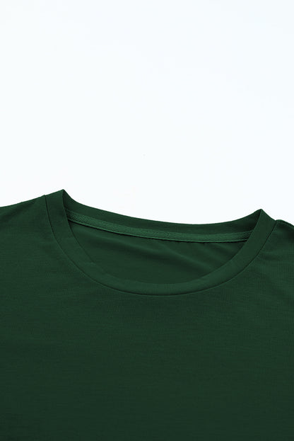 Green Casual Plain Crew Neck Tee - Snoopy's Closet