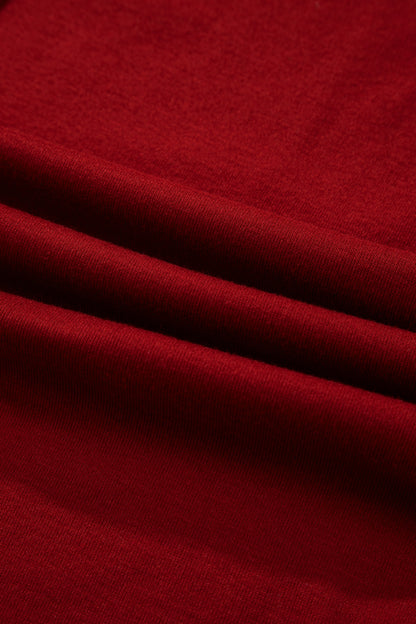Red Dahlia Solid Color Extended Cuffs Long Sleeve Top - Snoopy's Closet
