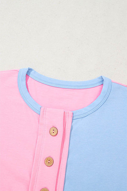 Camiseta con botones, cuello y dos tonos Myosotis