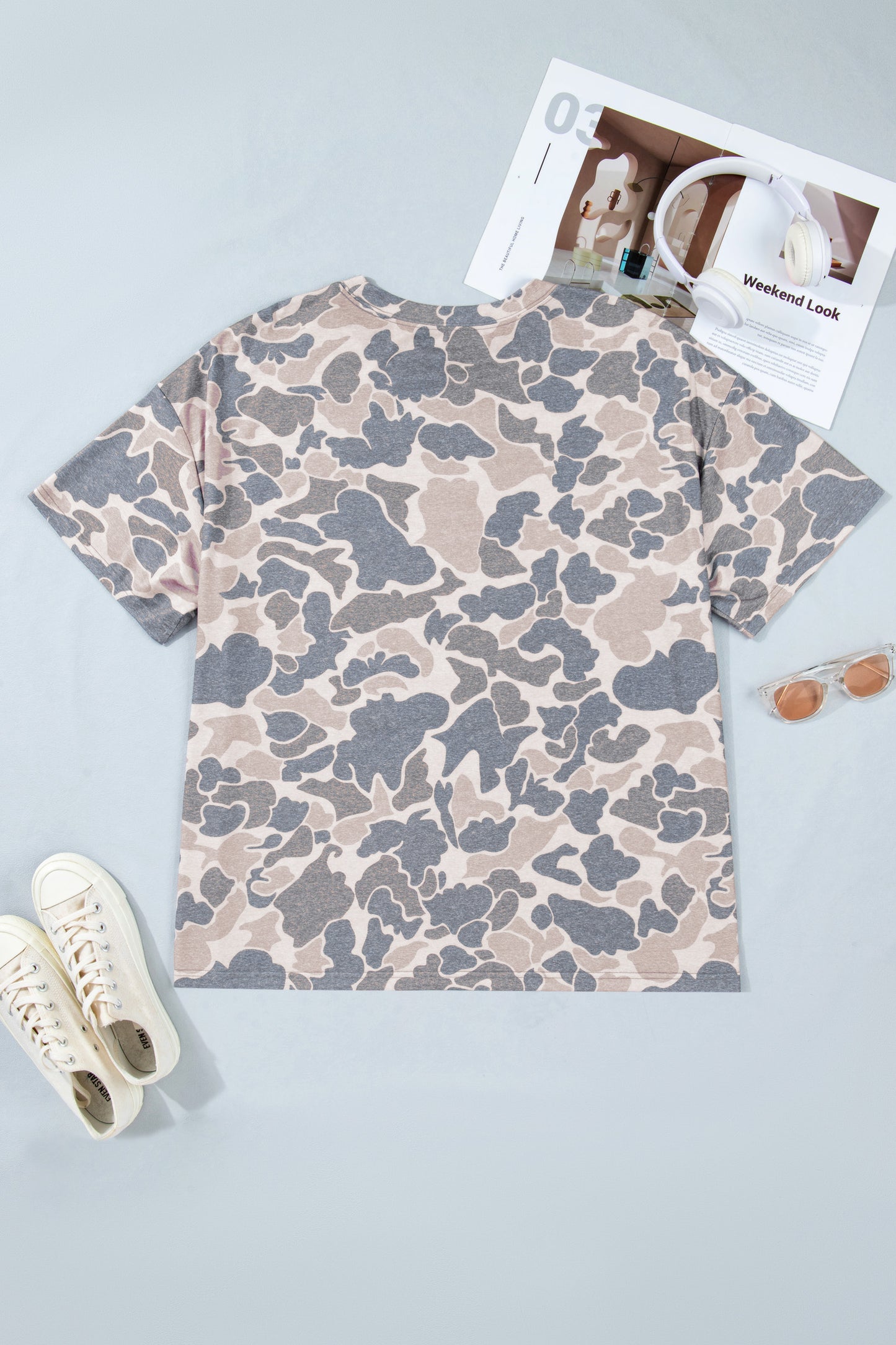 Camiseta Talla Grande Estampado Camuflaje Retro Multicolor
