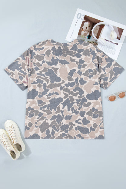 Camiseta Talla Grande Estampado Camuflaje Retro Multicolor