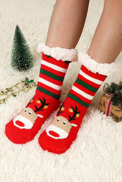 Fiery Red Christmas Cartoon Pattern Woolen Knit Socks - Snoopy's Closet