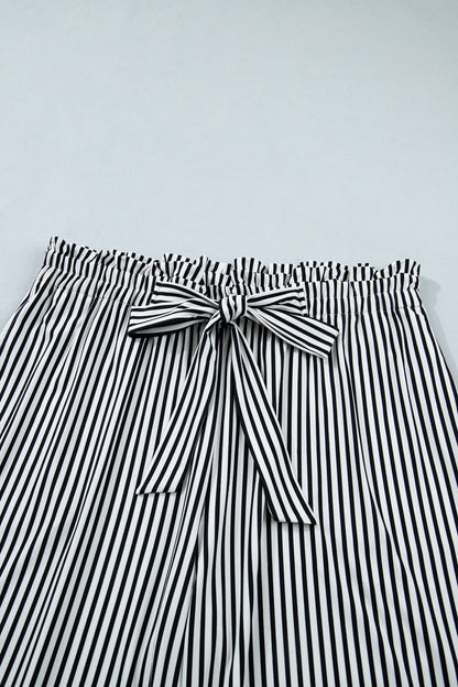 Pantalones casuales rectos holgados de talla grande con rayas negras