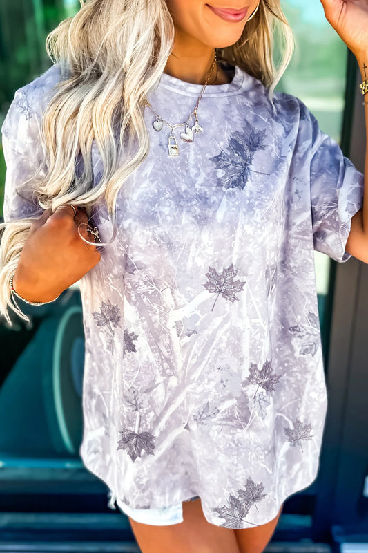 Gray Camouflage Woodland Print Drop Shoulder Tunic Tee - Snoopy's Closet