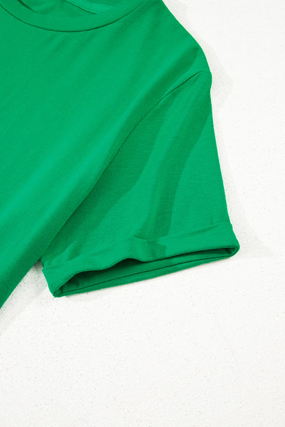Bright Green Casual Plain Crew Neck Tee - Snoopy's Closet