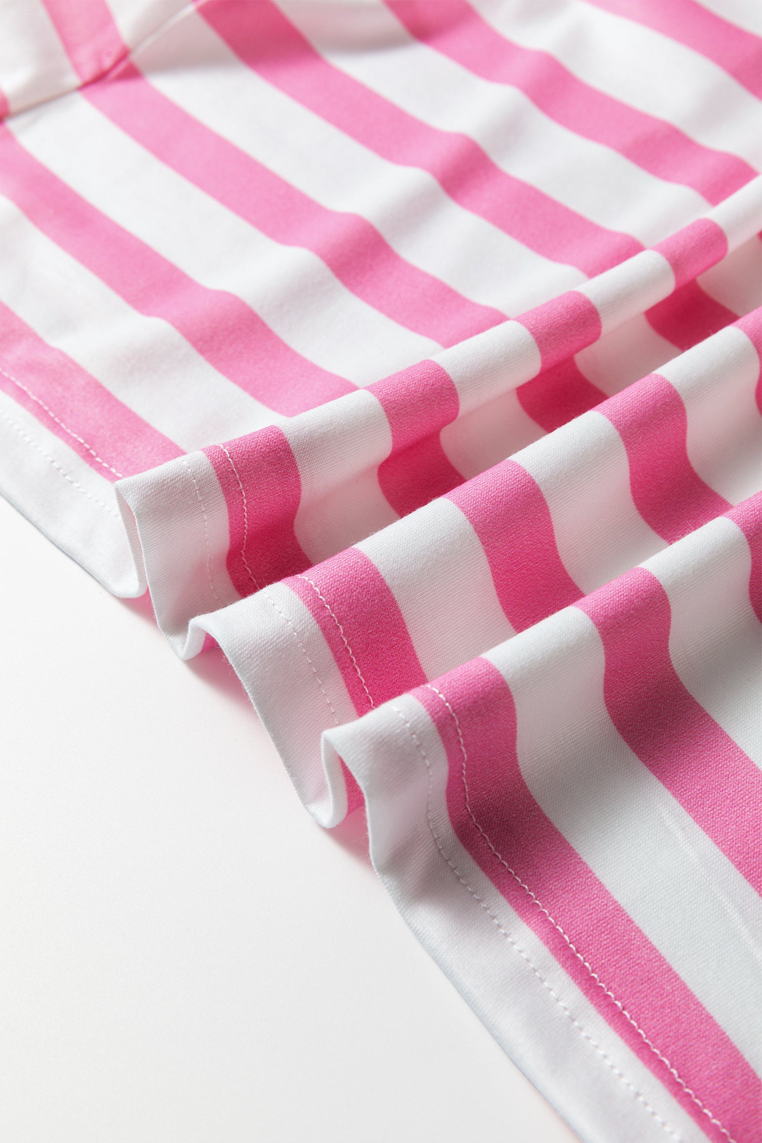 Pink Stripe V Neck Patched Pocket Casual T Shirt - Snoopy's Closet